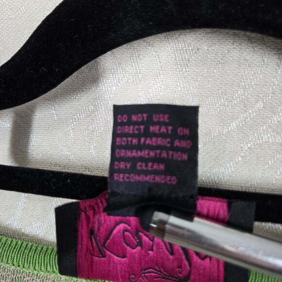 Kayla by Tally Taylor Knit Cardigan Jacket 22 Pink Green Open Front Long Sleeve - Picture 9 of 12